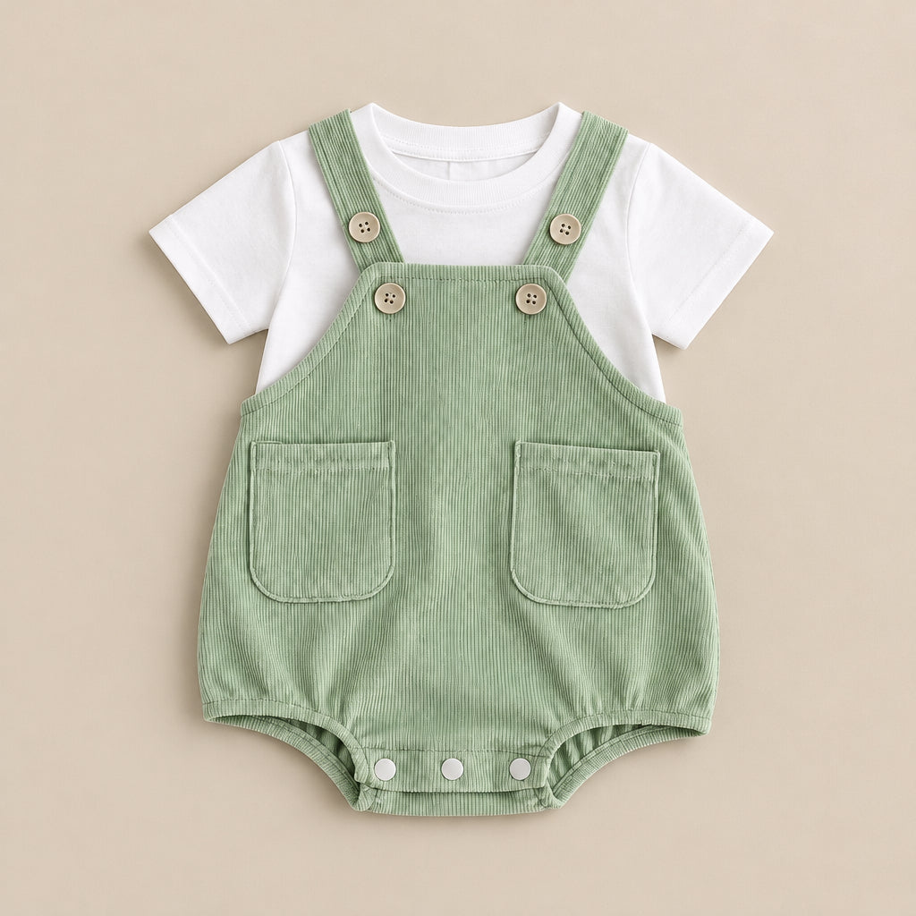 CHASON Short-Sleeve Harness Romper (0–18M)