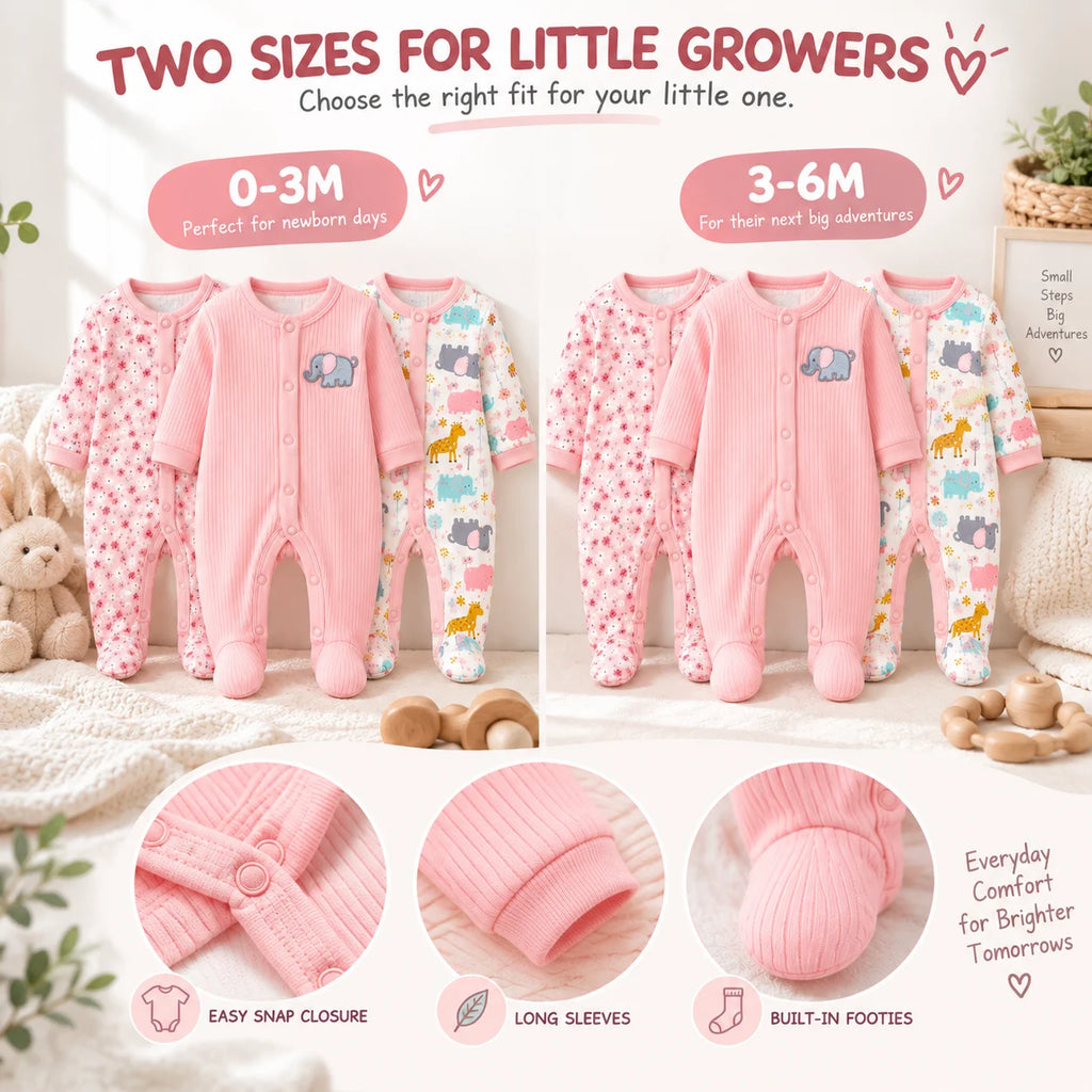 CHASON Long Sleeve Footed Jumpsuit (0–6M)