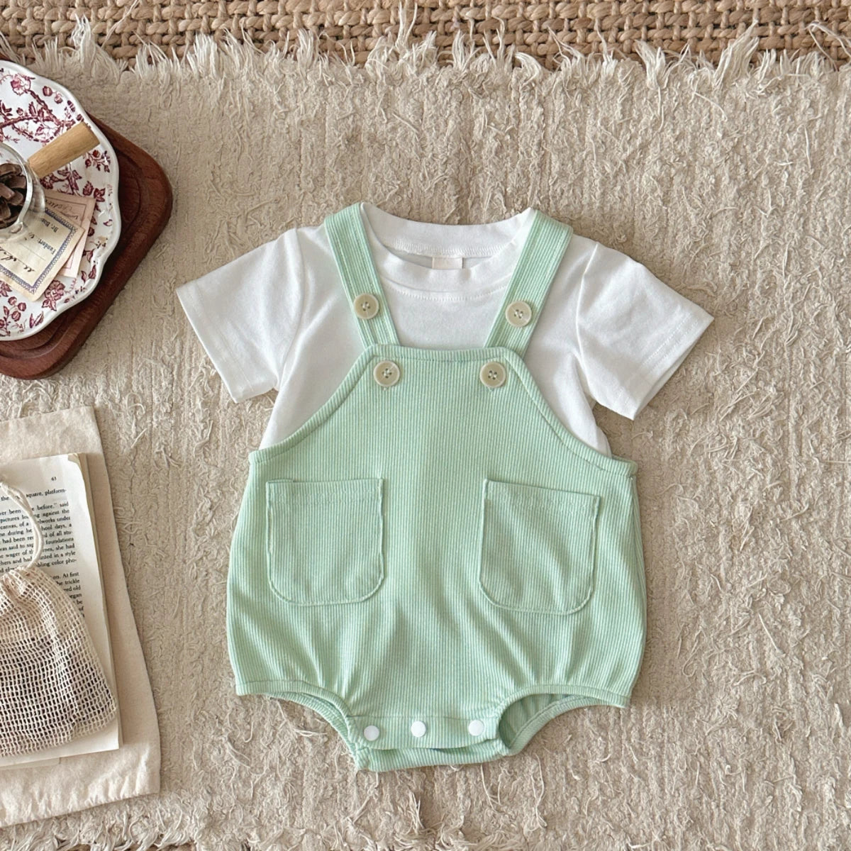 CHASON Short-Sleeve Harness Romper (0–18M)
