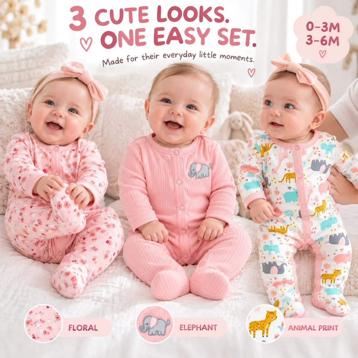 CHASON Long Sleeve Footed Jumpsuit (0–6M)