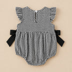 CHASON Pumpkin Embroidered Plaid Romper (0–18M)