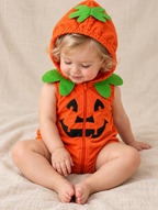 CHASON Pumpkin Print Sweatshirt Romper (0–24M)